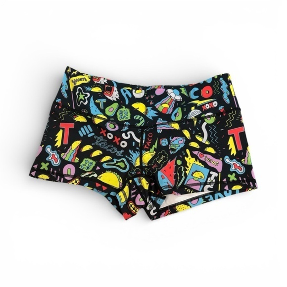 Beast Worx Women’s Size Medium Colorful Graphic Taco Tuesday Workout Shorts Guac